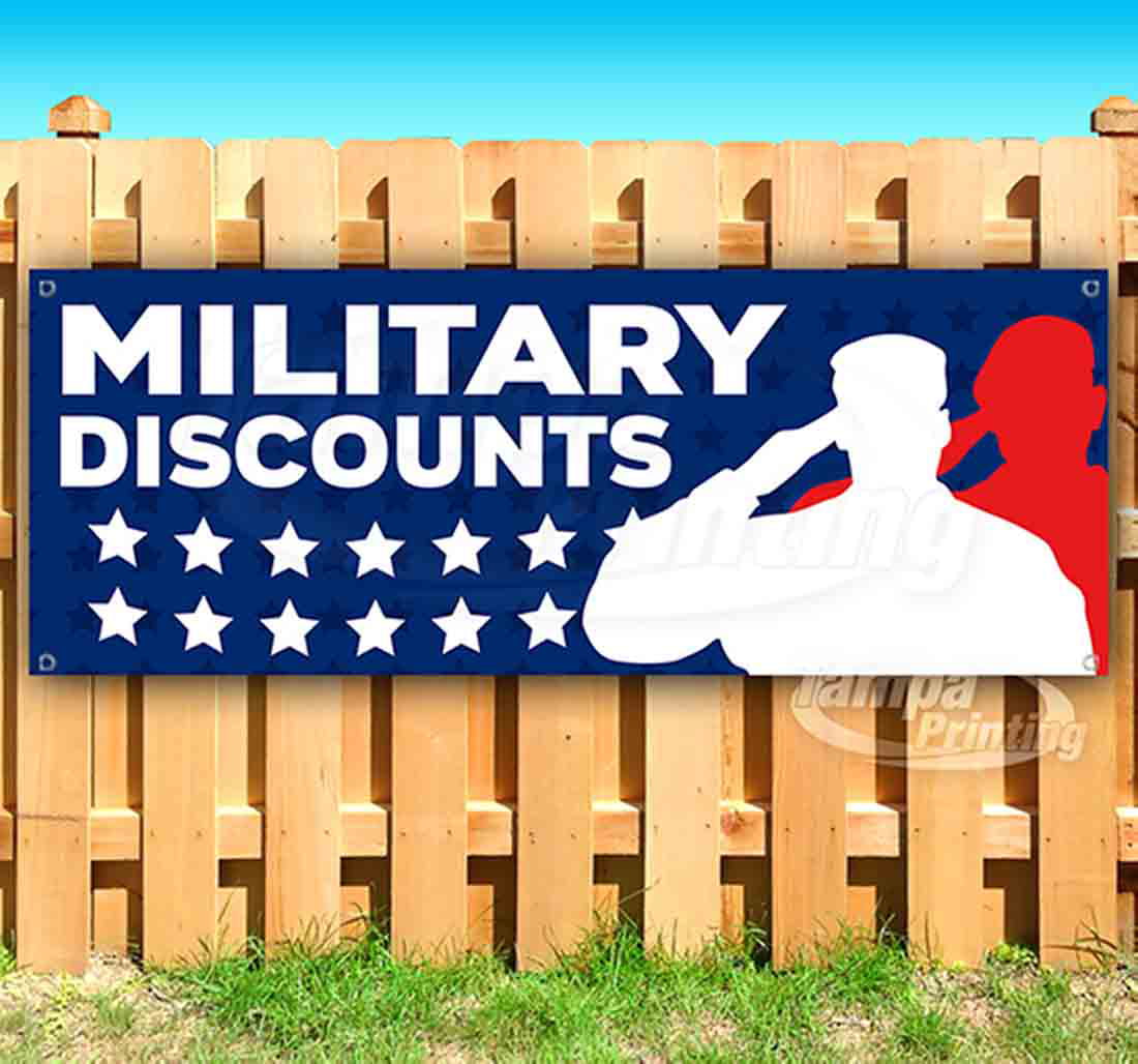 Heavy-Duty Vinyl Single-Sided with Metal Grommets Military Discounts 13 oz Banner Non-Fabric 
