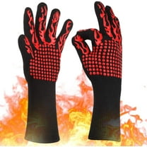 GLUAAE BBQ Gloves 1472℉ Extreme Heat Resistant Grill Gloves, Food Grade Kitchen Oven Mitts, Silicone Non-Slip Cooking Gloves for Barbecue, Cooking, Baking, Welding, Cutting, 14 Inch
