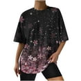 thumbnail image 1 of Fiudx Liquidación de Ahorros de Verano Moda Mujer Casual Cuello Redondo Impresión Blusa Manga Corta Camiseta Verano Tops, 1 of 4