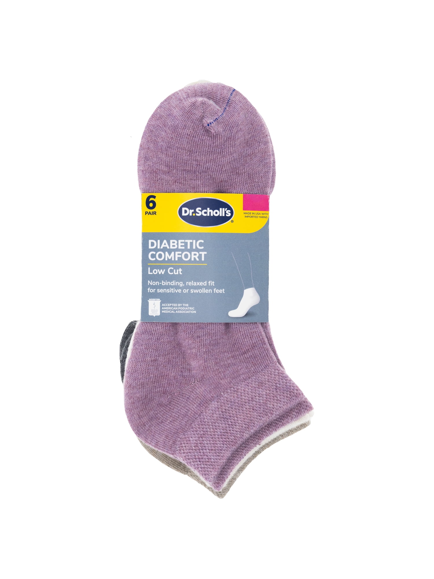 Dr. Scholl's Women's Diabetes and Circulatory Low Cut Socks, 6 Pack, Size 4-10