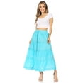 thumbnail image 5 of Sakkas Solid Embroidered Crochet Lace Trim Gypsy Bohemian Mid Length Cotton Skirt - Turquoise - One Size, 5 of 5