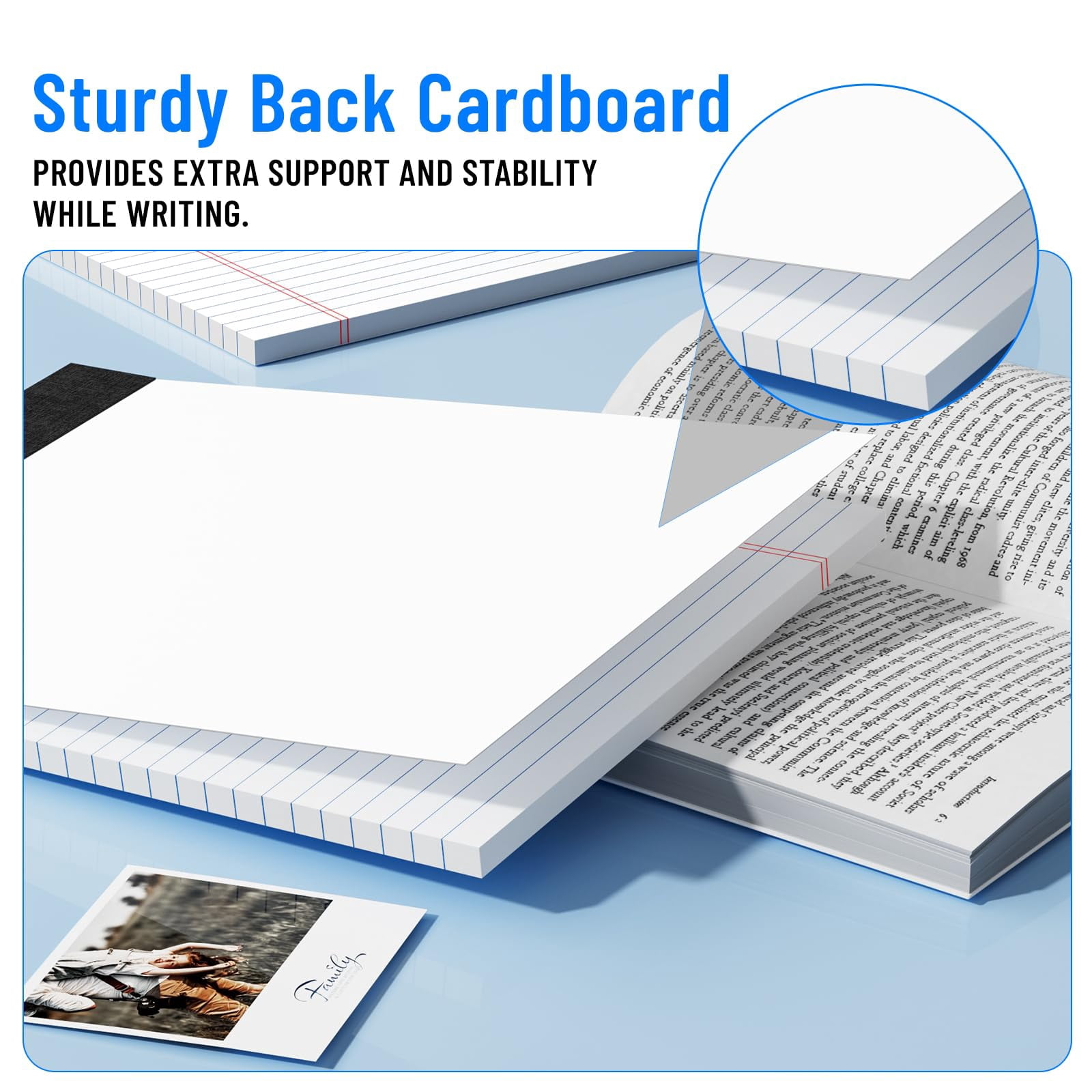 12pcs Legal Pads 8.5 X 11  Notepads 8.5 11 College Ruled Notebook Writing Of Paper White Note Memo Pad Papers Perforate Narrow Line 30 Sheets/pack