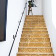 thumbnail image 5 of Flortlias 15Pcs Leather Textured Vinyl Peel and Stick Stair Riser Decals, Self-Adhesive Staircase Riser Stickers, Textured PVC Abstract Boho Leaves, Mustard Background, 5 of 5
