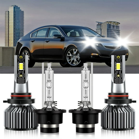 VEHIFOMO Compatible for Acura TL 1999-2014 9005 D2S LED HID Headlight Bulbs Kit Super Bright 6500K