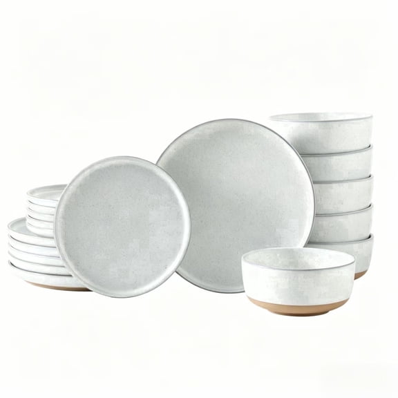 Tikooere 18 Pieces Bowls and Plates Sets, Stoneware Dishes Sets,Microwave and Dishwasher Safe and Scratch Resistant,White