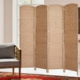 thumbnail image 2 of Rose Home Fashion Room Divider, 6 ft Tall Room Dividers and Folding Privacy Screens, 16in Privacy Screen 4 Panel Natural Space Temporary Wall Foldable Partition Separation, 2 of 7