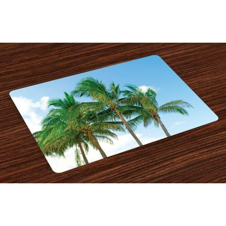 Tropical Placemats Set Of 4 Palm Tree Tops In The Sunny Sky