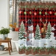 thumbnail image 4 of Christmas Snowman Shower Curtain, Xmas Winter Red Black Plaid Wooden Waterproof Fabric Shower Curtains with 12 Hooks, Bathroom Curtain Set for Bathroom Accessories Decor, 54 x 78Inches, 4 of 9