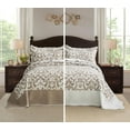 thumbnail image 2 of Chezmoi Collection Oversized Bedspread 128x120, Jacquard Matelasse Floral Damask Design, 5-Piece Lightweight Reversible Microfiber Coverlet Set Textured Dot Border, Super King, Taupe/White, 2 of 9