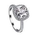 thumbnail image 2 of Eclet Jewels 1.9 Ct Cushion Cut Lab Created Simulated Diamond - 14K White Gold Plated 14K Diamond Ring - Halo Solitaire with Accent Engagement Rings for Her - Ever & Ever Halo-Style Engagement Rings, 2 of 7