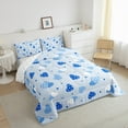 thumbnail image 3 of Feelyou Blue Love Heart Queen Comforter Set for Child, Kawaii Cartoon Print Bedding Sets, Dreamy Princess Style Reversible Bedding Comforter Set, Microfiber Bedroom Decor, 3-Piece, 3 of 8