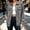 Gray, variant on Women's Denim Jacket Oversized Frayed Hem Jean Trucker Jacket Black XXL
