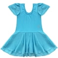 thumbnail image 4 of inlzdz Girls Ruffle Short Sleeve Ballet Dress One Piece Tank Leotard Team Competition Dancewear Blue 5-6, 4 of 7