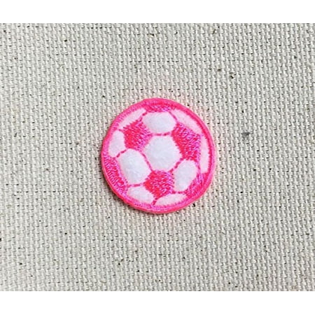 Small/Mini - Soccer Ball - Neon Pink - Futebol - Iron on Applique/Embroidered Patch