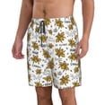 thumbnail image 3 of KLL Hohey Bee Golden2 Men's Casual Summer Beach Shorts Hawaiian Shorts with Pockets-Small, 3 of 6