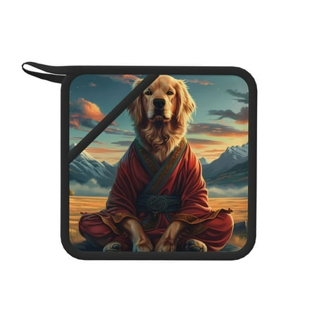 

Matuu Meditating Golden Retriever for Square Silicone Anti-hot Pad for Kitchen Potholders Hot Dishers Spoon Holder