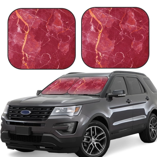 Fotbe Abstract Red Marble Juego de 2 Piezas de Parasoles para Parabrisas | Bloqueador Solar para Auto | Accesorios Plegables para Protección Solar Interior-Medium
