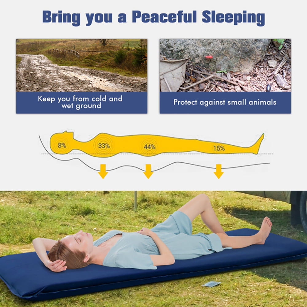 Aimee Lii Self-inflating Lightweight Folding Foam Sleeping Cot with Storage Bag, Outdoor Portable Camping Bed for Sleeping Hiking Travel, Blue Aimee Lii Self-inflating Lightweight Folding Foam Sleeping Cot with Storage Bag, Outdoor Portable Camping Bed for Sleeping Hiking Travel, Blue