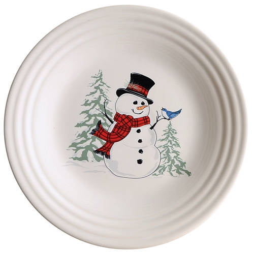 Open Box Fiesta Snowman Luncheon Plate in White