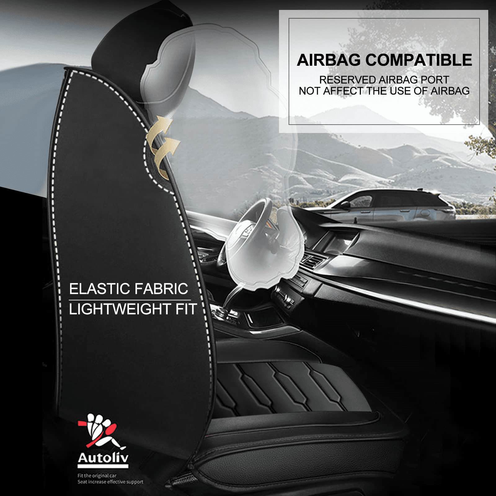 DIKSOAKR Car Seat Cover for Toyota Tacoma Accessories 2016 - 2023,Full Set Faux Leather Seat Protector,Waterproof Airbags Compatible Auto Interior,Black