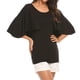 thumbnail image 5 of Camiseta de mujer con volantes, cuello redondo, manga corta, blusa informal, top, negro, S Methold AP001341-01, 5 of 7