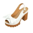 thumbnail image 3 of Domuza Wedge Sandals for Women Summer Dressy Open Toe Ankle Strap Slingback Chunky Block High Heeled Platform Sandal 2026 Summer Dress Pump Shoes White 8（EU-40）, 3 of 4