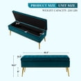 thumbnail image 6 of Tina's Home Velvet Storage Ottoman Bench 45.5" Gold Leg Upholstered Nailhead Trim Button Tufted Bed Foot Stool Home Entryway Teal, 6 of 12
