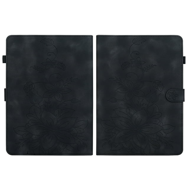 XYX Tablet Case for Kindle Paperwhite (11th Generation-2021/2023/2024), Lily Flower Pattern PU Leather Multiple Viewing Angles Stand Slim Folio Tablet Cover (Black)