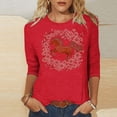 thumbnail image 1 of TaTaai Ladies 2026 New Year Graphic Print 3/4 Sleeve Blouse Round Neck Casual Top Holiday Celebration Festive Party Attire Gift, 1 of 5