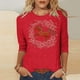 thumbnail image 1 of TaTaai Ladies 2026 New Year Graphic Print 3/4 Sleeve Blouse Round Neck Casual Top Holiday Celebration Festive Party Attire Gift, 1 of 5