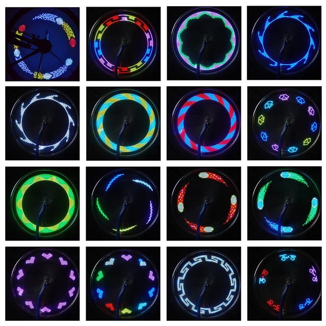 pitrice 14LED Tire Spoke Light Wheel Lights Safety Waterproof Rim Light for Mountain Bike Folding Bike