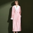 thumbnail image 2 of Women's Long Couples Robe Soft Coral Bathrobe With Pockets Cozy Plus Size Loungewear For Home Comfort, 2 of 3