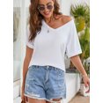 thumbnail image 6 of SHCKE Women's Summer Tops V Neck Causal Shirts Solid Short Sleeve T Shirts, 6 of 7
