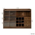 thumbnail image 3 of GZXS Farmhouse Wine Cabinet with Sliding Glass Doors, 9-Bottle Storage Compartments, 3 Drawers and Open Shelf, 47.24" Wooden Sideboard Buffet Cabinet for Kitchen Dining/Living Room, Walnut Finish, 3 of 7