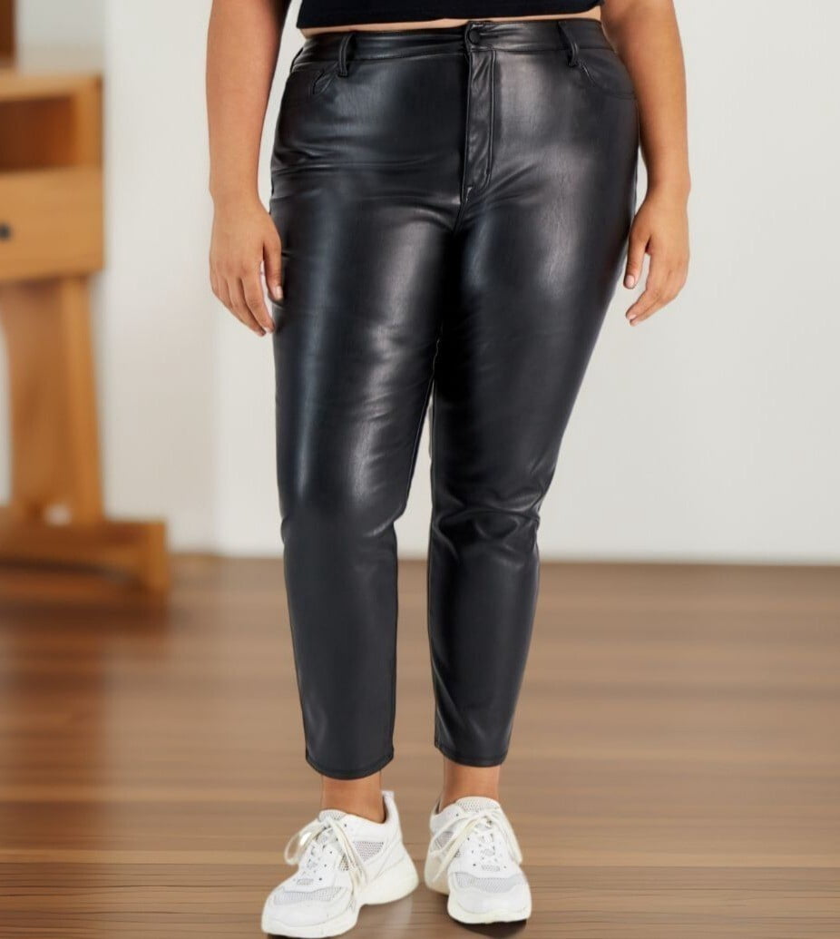 Tinseltown Trendy Plus Size Faux Leather Pants Brown Chicory 18W