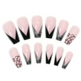 thumbnail image 5 of 24 Piece French False Nails Black Pattern Finished Nail Tips With Jelly Glue Kit, 5 of 5