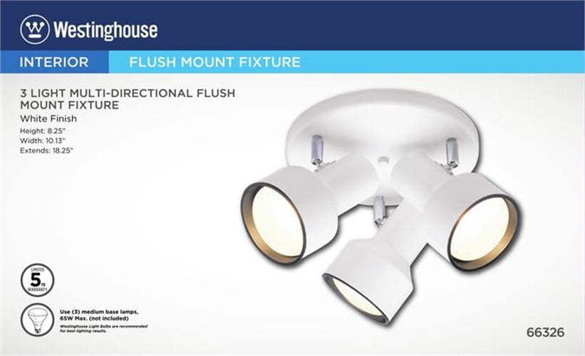 Westinghouse 66326-00  66326  Three-Light Multi-Directional Ceiling Fixture 