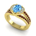 thumbnail image 2 of 2.35 Carat Oval Cut Blue Topaz & Garnet Gemstone Beautiful Anniversary Ring for Ladies Solid 14K Yellow Gold Size 10.5 by Diamond-Capitals, 2 of 8