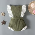thumbnail image 5 of Sngxgn Baby Girls Floral Ruffle Romper Long Sleeve Bodysuit(Army Green,70), 5 of 8