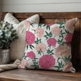 thumbnail image 2 of Vintage Floral Throw Pillow Covers 18x18 Inch Pink Flower Antique Rose Outdoor Summer Spring Decorations Decorative Throw Pillows Cases Set of 2 for Home Living Room Couch Decor, 2 of 6