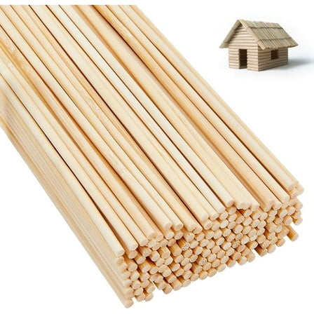 150Pcs Wood Craft Rods 1/8 x 12 Inch Dowel Rods Solid Wood Rod Round Hardwood Sticks Bamboo Stick Unfinished Wooden Dowels