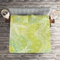 thumbnail image 2 of Ambesonne Animal Quilted Coverlet 3 Pcs, Dragonfly over Mandala, Queen Size, Green White, 2 of 2