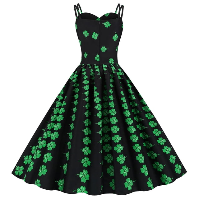 Patrick's Day Fashion Mujer sin mangas con cuello en V Impreso Ladies Slim Mini Camis Dress Pompotops ghjkhdj6721
