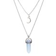 thumbnail image 1 of Collar de cristal simple retro de estilo europeo y americano con forma de luna y columna hexagonal, collar de turquesa en forma de media luna, 1 of 5
