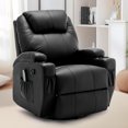thumbnail image 1 of YSICK Swivel Rocker Recliner Chair with Massage PU Leather for Living Room,Black, 1 of 7