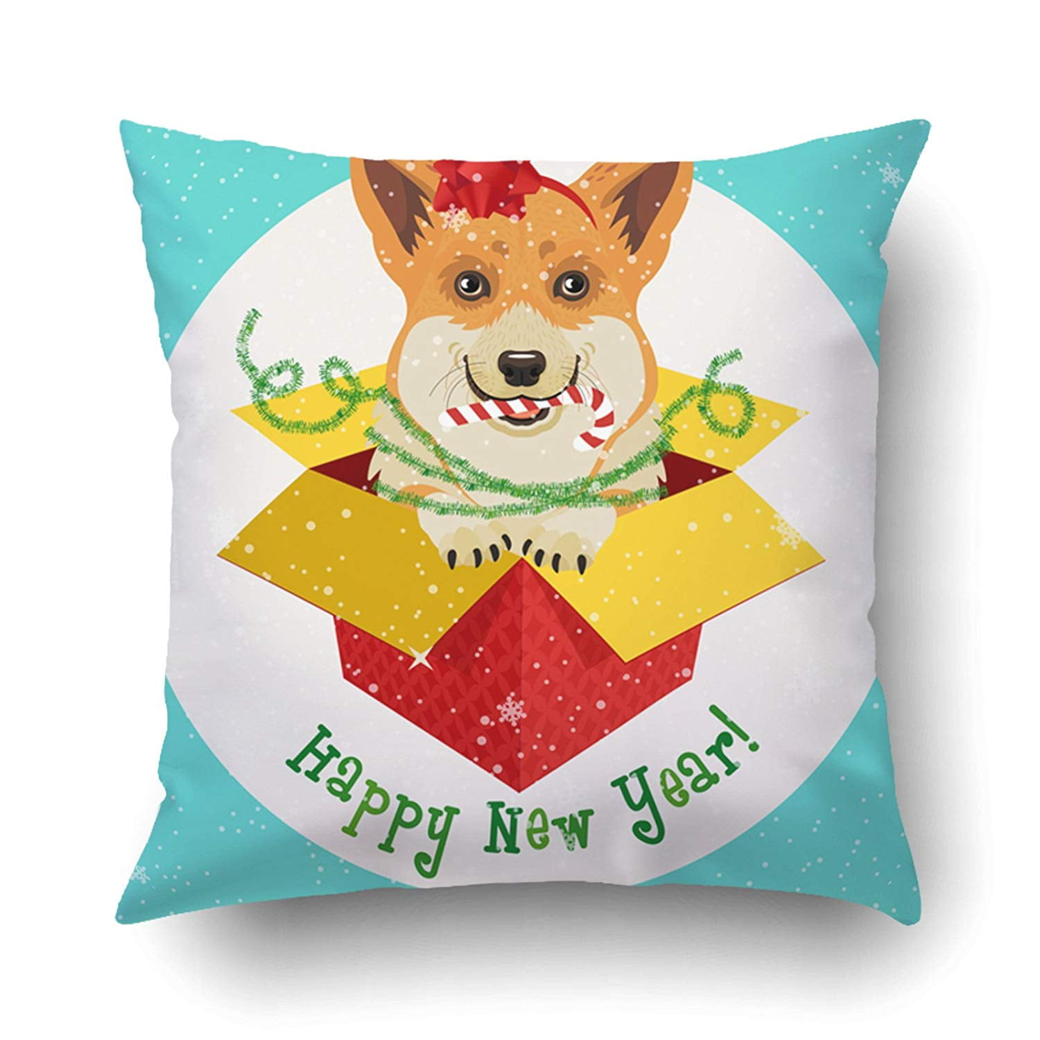 WOPOP Xmas Xmas Adorable Dog In Christmas Gift Box Pillow Case