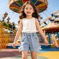 thumbnail image 6 of CPNG Girls Denim Shorts Elastic High Waisted Jeans Casual Shorts Bow Pearl Embellishments Summer Thin Fashion Jorts, 6 of 9