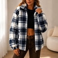 thumbnail image 3 of Cozy Oversized Plaid Sherpa Jackets for Women Zip Up Long Sleeve Outdoor Coats, 3 of 8