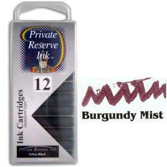 Private Reserve Ink 12 Pack Universal Size Fountain Pen Cartridge - Burgundy Mist (PR-C26)