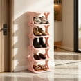 thumbnail image 5 of AuroraX Freestanding Shoe Rack Vertical 5 Pairs for Bedroom Closet,5 Tiers Shoe Storage,Front Door Shoe Organizer Pink Sturdy Easy-Install for Narrow Space, 5 of 6